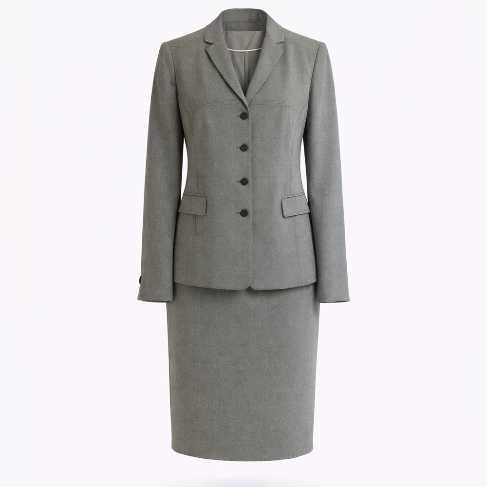 Kasper Gray and White Patterned Two-Piece Skirt Set